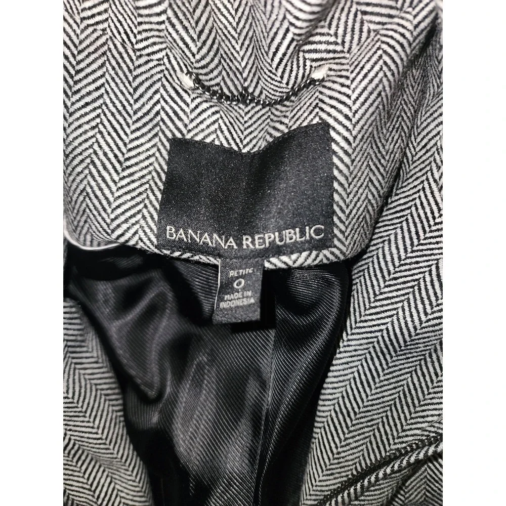 Banana Republic Women Gray Wool Herringbone Blazer sz 0 Petite, Old Money Work